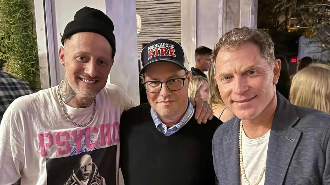 Michael Voltaggio, Josh Thoma and Bobby Flay at an event